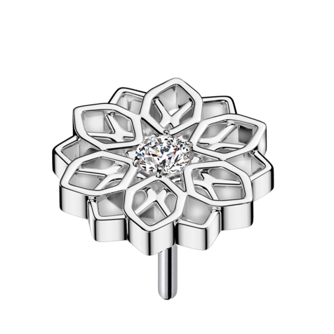 Threadless Lotus Flower Silver Crystal Silver