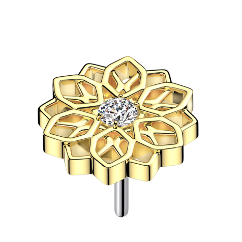 Threadless gold-plated crystal silver lotus flower