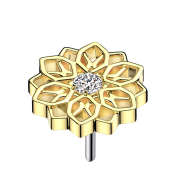 Threadless gold-plated crystal silver lotus flower