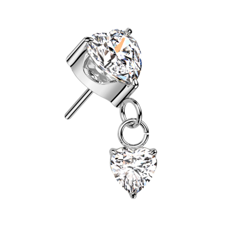 Pendentif argent sans filetage avec cÅur en cristal serti argent CÅur en cristal argent