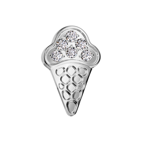 Dermal Anchor Cornet de glace argent Cristaux argent