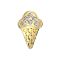 Dermal Anchor Cono gelato placcato oro Cristalli argento
