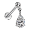 Micro Threadless Labret silver with ball silver crystal silver pendant drop crystal silver
