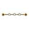 Barbell inner thread gold-plated three 0.8 mm threaded holes with two balls and three crystals silver