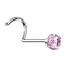 Nasenstecker gebogen silber runder Kristall pink gefasst