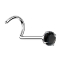 Nose stud curved silver round crystal black set