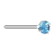 Nose stud bend silver round crystal aqua set
