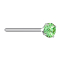 Bend nose stud silver round crystal green set