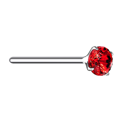 Bend nose stud silver round crystal red set