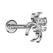 Micro Threadless Labret silber Spinne silber Kristalle...