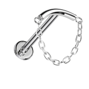 Micro Threadless Labret Silver Bar Silver Pendant Chain