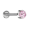 Micro Labret filettatura interna argento piatto cristallo rosa incastonato
