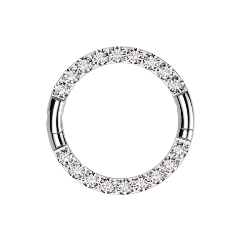 Micro Segmentring klappbar silber front Kristalle silber zwei Unterbrüche
