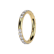 Micro segment ring, foldable, gold-plated, crystals on...