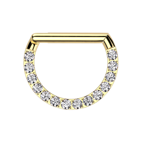 Micro anello segmentato pieghevole placcato oro Mezzo anello frontale cristalli argento