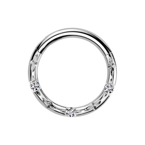 Micro bague segmentée pliable argentée, taille à facettes, trois cristaux argentés