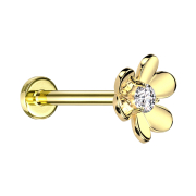 Micro Threadless Labret doré fleur doré un...