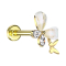 Micro Threadless Labret gold-plated two butterflies gold-plated crystals silver