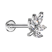 Micro Threadless Labret argenté feuille...