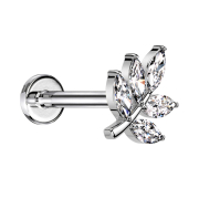 Micro Threadless Labret argenté feuille...