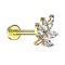 Micro Threadless Labret gold-plated leaf gold-plated five oval crystals silver