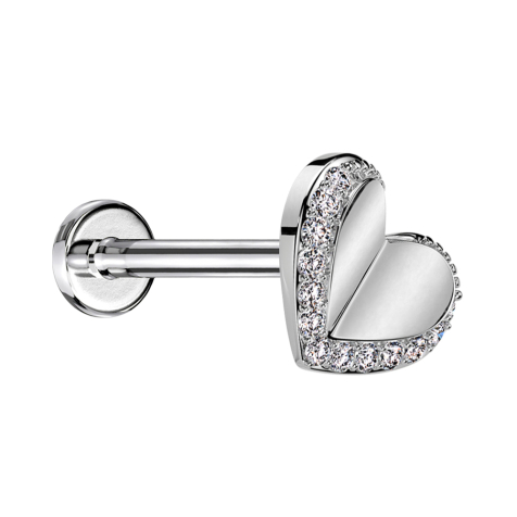 Labret micro senza filo argento due farfalle argento cristalli argento