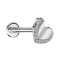 Micro Threadless Labret silber Herz silber Kristalle silber