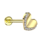 Micro Threadless Labret gold-plated heart gold-plated crystals silver