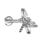 Micro Threadless Labret silver Dragonfly silver Wings Crystals silver