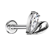 Micro Threadless Labret silver Heart Luck silver Crystal...