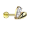 Micro Threadless Labret gold-plated heart Luck gold-plated crystal silver