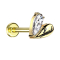 Micro Threadless Labret gold-plated heart Luck gold-plated crystal silver