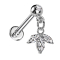 Micro Threadless Labret silver with ball with crystal silver pendant leaf three oval crystals silver