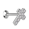 Micro Threadless UFO Labret argento croce argento cristalli argento
