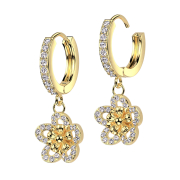 Folding earring gold-plated crystals silver pendant flower