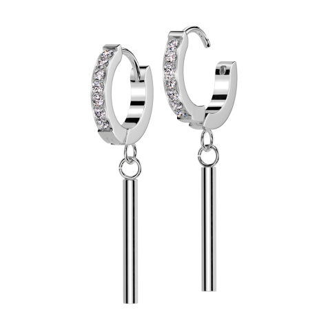 Folding earring silver crystals silver pendant long cylinder