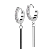 Folding earring silver crystals silver pendant long cylinder