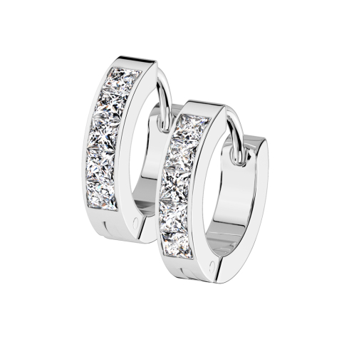 Boucles doreilles argentées cristaux carrés argentés