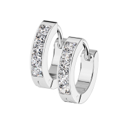 Boucles doreilles argentées cristaux carrés...