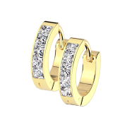 Boucles doreilles plaqué or cristaux carrés...