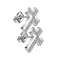 Stud earrings silver cross crystals silver