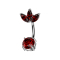 Banana silver leaf three oval crystals red and crystal red set