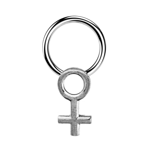 Micro Closure anneau argent symbole de genre femme argent