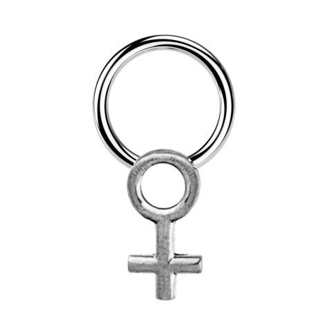 Micro Closure anneau argent symbole de genre femme argent
