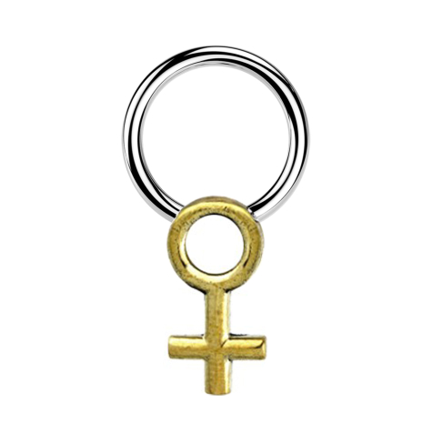 Micro Closure anneau argent symbole de genre femme doré