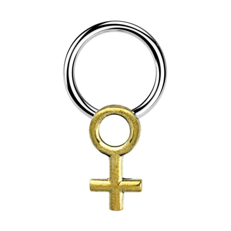Anello di chiusura argento simbolo di genere donna placcato oro