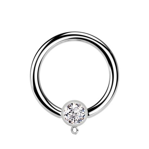 Micro Closure Ring silver with cylinder crystal silver Ring for pendant