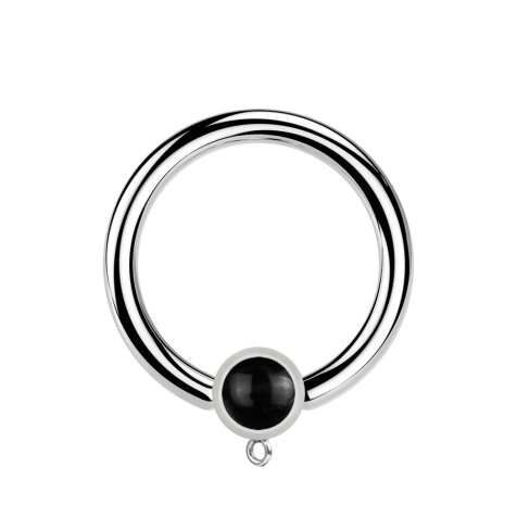 Micro Closure anneau argent avec cylindre pierre onyx noire anneau pour pendentif