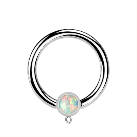 Micro Closure Ring silver with cylinder opal white Ring for pendant