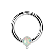 Micro Closure Ring silver with cylinder opal white Ring...